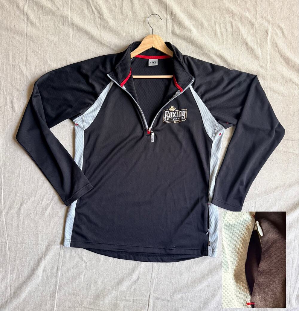 Alo Sweater Men's L Coolfit Performance Quarter Zip Lightweight Black Boxing Gym